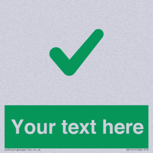 Custom green background, green tick sign